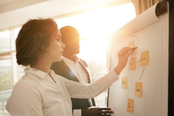 Erwartungen und Teamregeln werden gemeinsam an einem Flipchart erarbeitet und im Teamraum ausgehängt