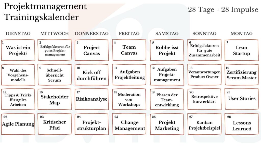 Projektmanagement Trainingskalender